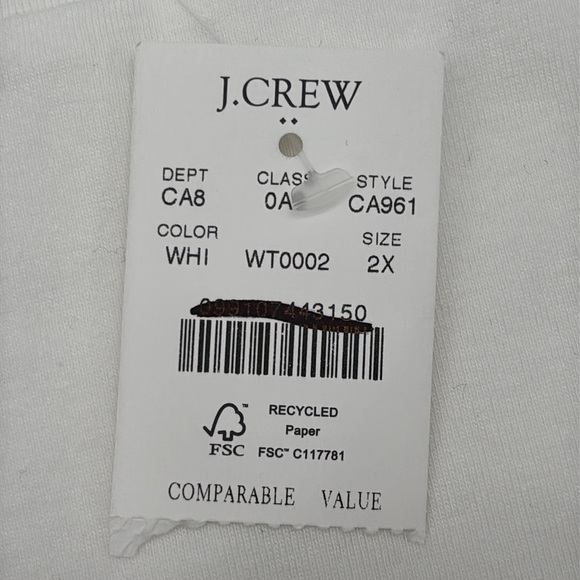 J Crew Factory Long-sleeve ribbed everyday tee in white plus size 2X NWT CA961 - Picture 5 of 9